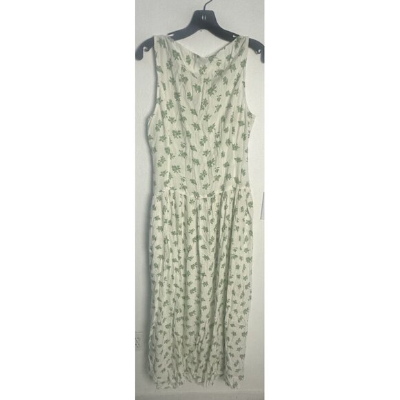 ASOS DESIGN slash neck button down dropped waist maxi dress green floral 6 New - Picture 4 of 16